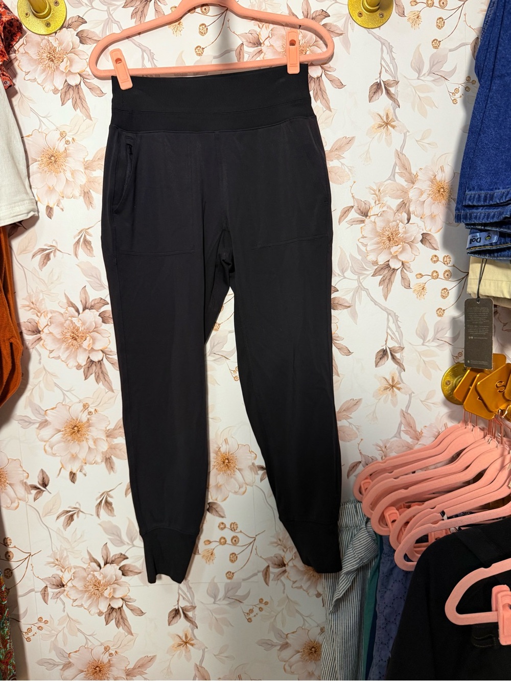 Athleta Black High-Rise Jogger Pants with Zipper Pocket